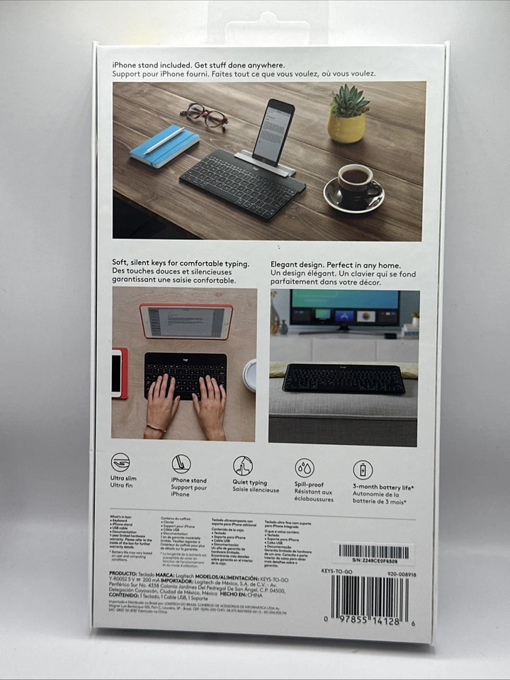 Logitech Keys-to-Go Ultra-Portable Keyboard For Ipad Iphone Apple TV Gray - Image 2 of 4