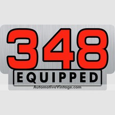 Chevrolet 348 Equipped Engine Size Silver Foil Sticker
