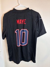 Nike New England Patriots Drake Maye Black Carbon Jersey Super Bowl YOUTH L