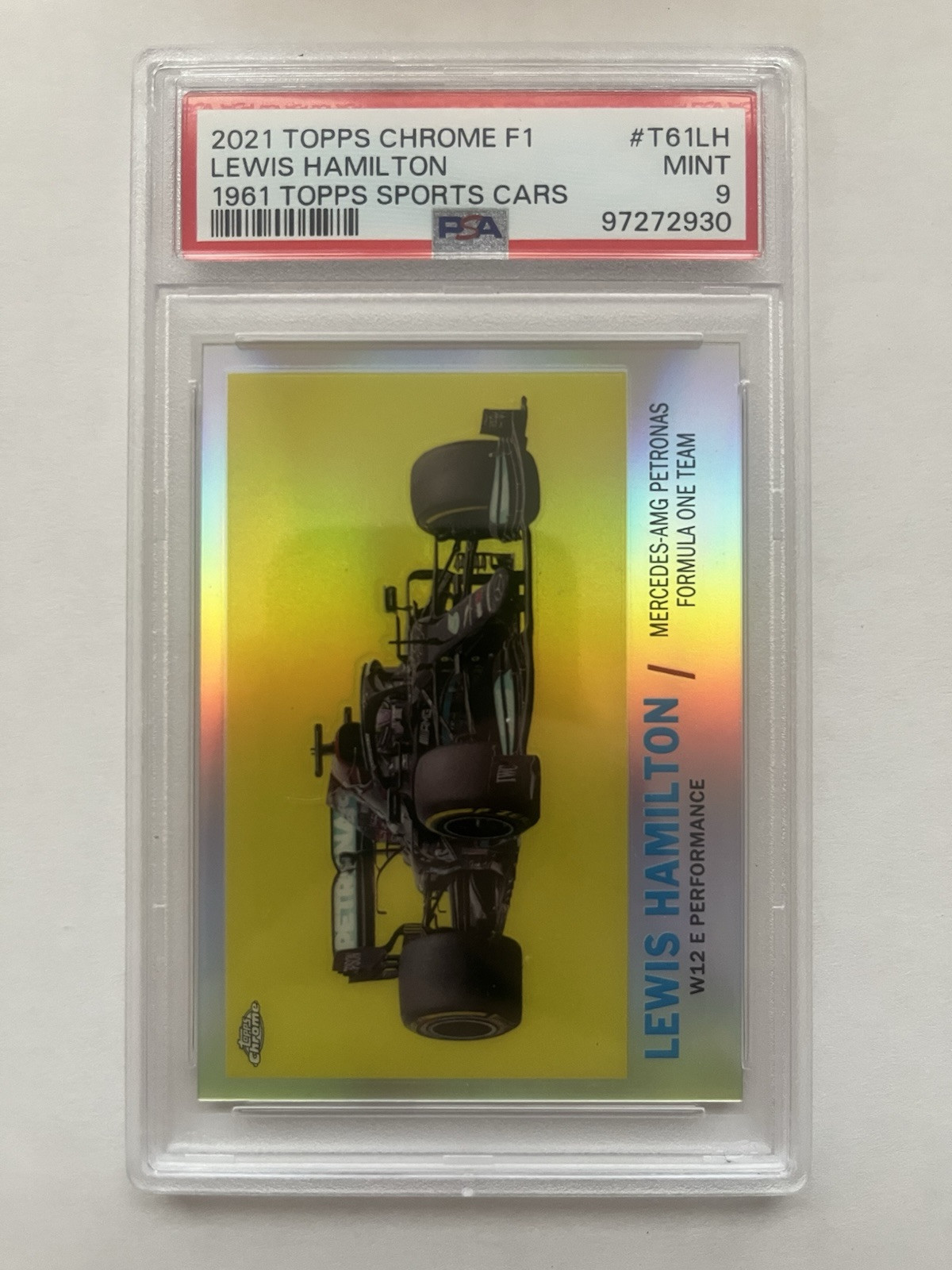 2021 Topps Chrome F1 - Lewis Hamilton #T61-LH - 1961 Topps Sports Cars PSA 9