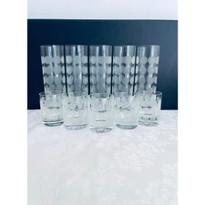 10 Vintage 70s INGRID Glasses 5 Shot 5 Liquor Flute Juice Dot German Modernist