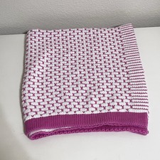 Pottery Barn Kids Knit Sweater Woven Baby Blanket Pink and White Lovey Lovie