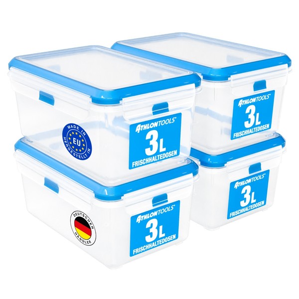 Athlon Tools 4×3 L Frischhaltedosen, Luftdicht, Bpa-Frei, FüR Lebensmittel, Made-image