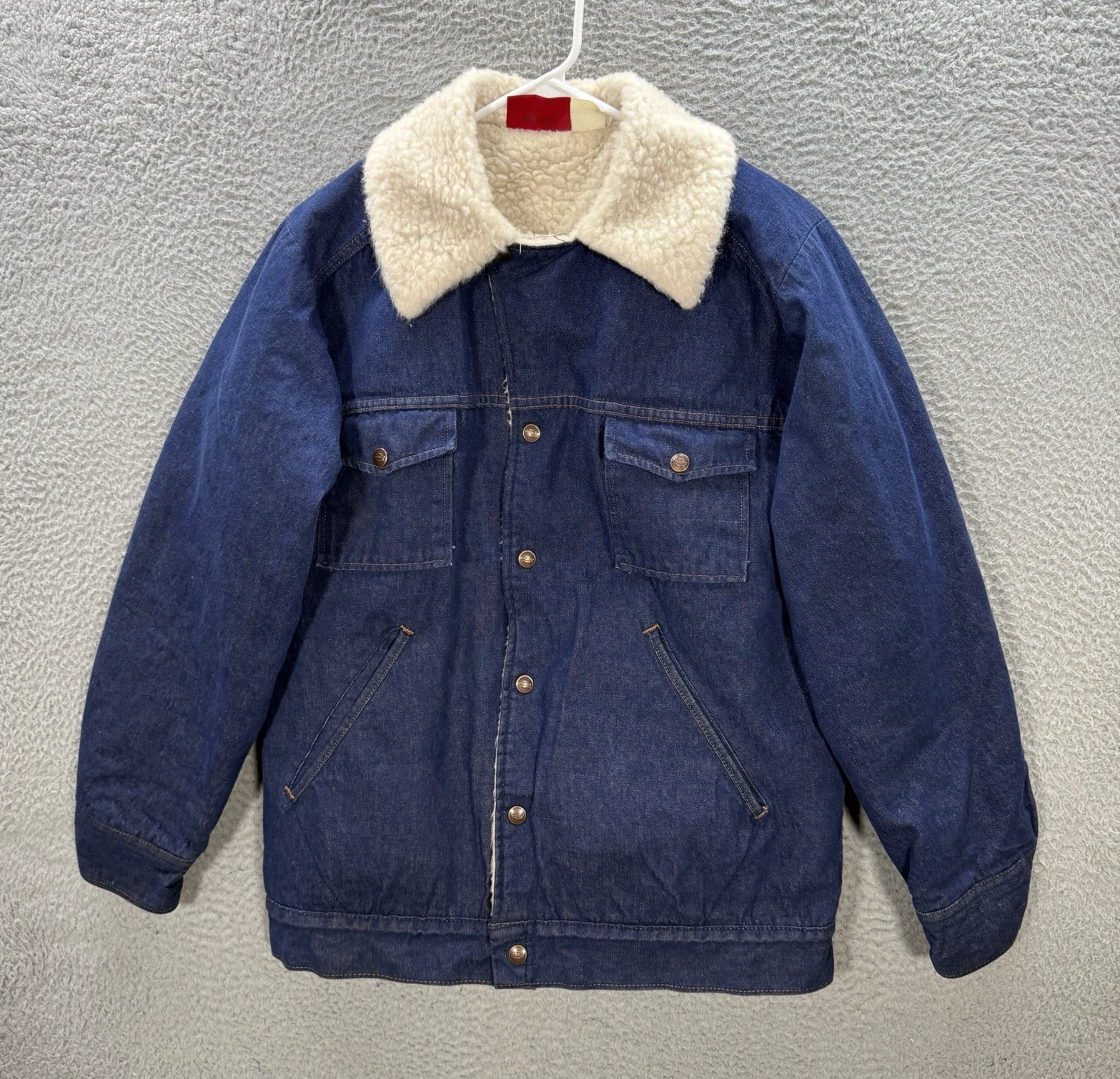 Vintage Dickies Jacket Adult 38/40 Blue Denim Sherpa Fleece Lined Workwear Chore