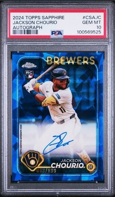 Topps 2024 Chrome Sapphire Jackson Chourio RC Auto PSA 10 #CSA-JC /199 🔥 RARE