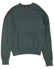 CARRERA Womens Boat Neck Jumper Sweater UK 14 Medium Green Striped OT16