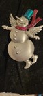 Vintage Signed JJ Jonette Enameled Snowman Angel Silver Tone Brooch  Christmas  — photo 9