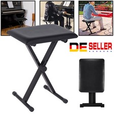 KLAVIERHOCKER TASTATURBANK SCHWARZ GEPOLSTERT SITZKISSEN STUHL HÖHENVERSTELLBAR