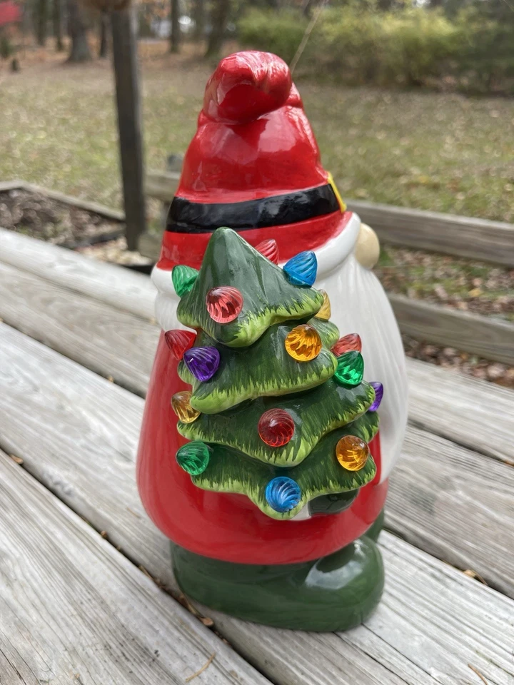 Merry Moments Gnome W Lighted Nostalgic Ceramic Christmas Tree 12” Tall - Image 3 of 4