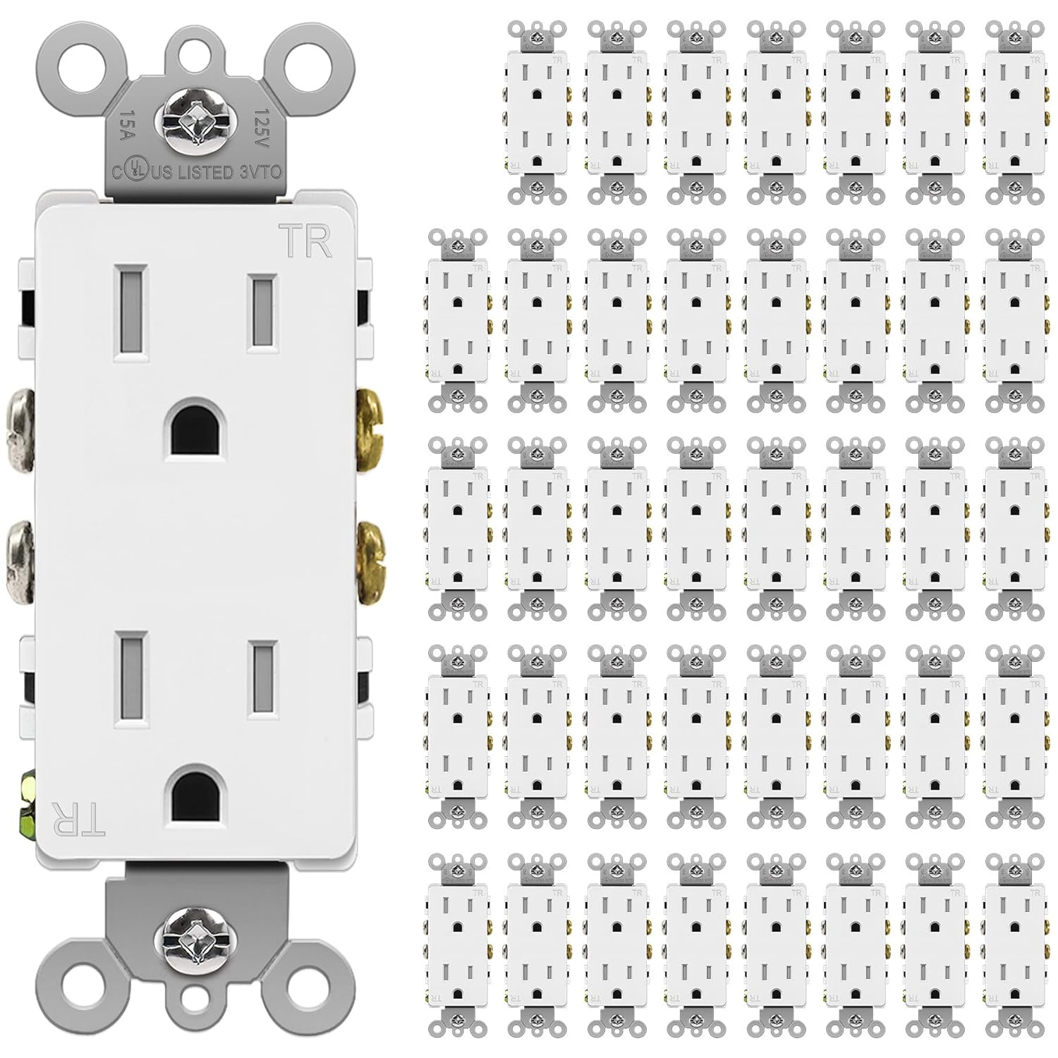 15 Amp Decor Outlet, Decorator Electrical Wall Receptacle, Tamper Resistant, 15A
