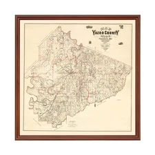 Old Map of Yazoo County, MS 1874 - Vintage Mississippi Art