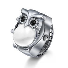 Trendy Fashion Finger Watch Digital Scale Dial Elastic Strap Owl Ring Watch Hip