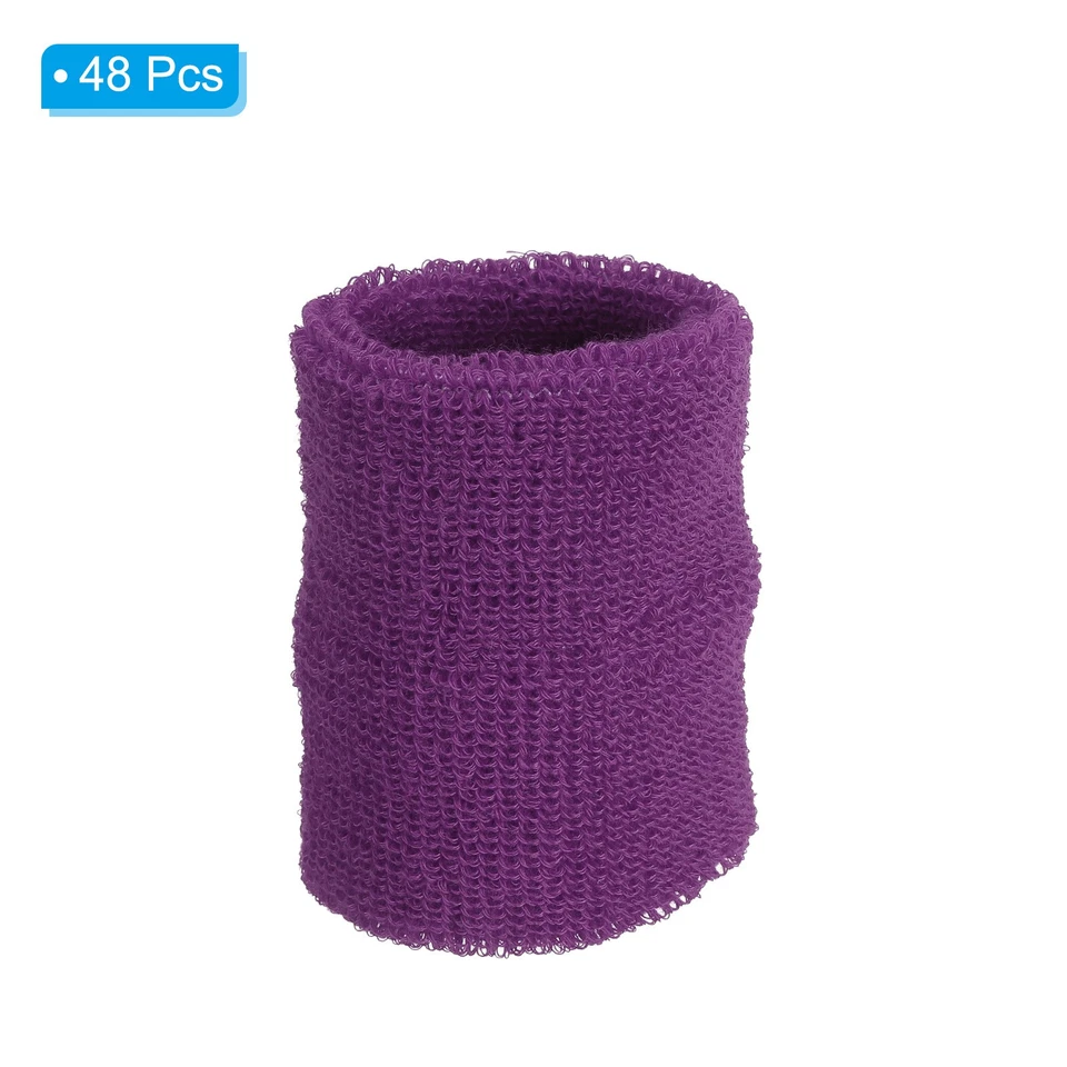 48er Pack Sportarmbänder Sport Saugfähig Handgelenk Schweißband Dunkellila - Bild 3 von 4