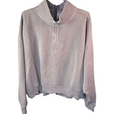 Pink Victoria's Secret Quarter Zip Pullover Women XXL Taupe Fleece Crest