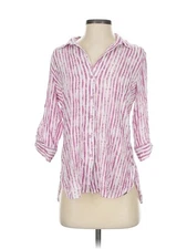 French Dressing Jeans Women Pink 3/4 Sleeve Button-Down Shirt 4