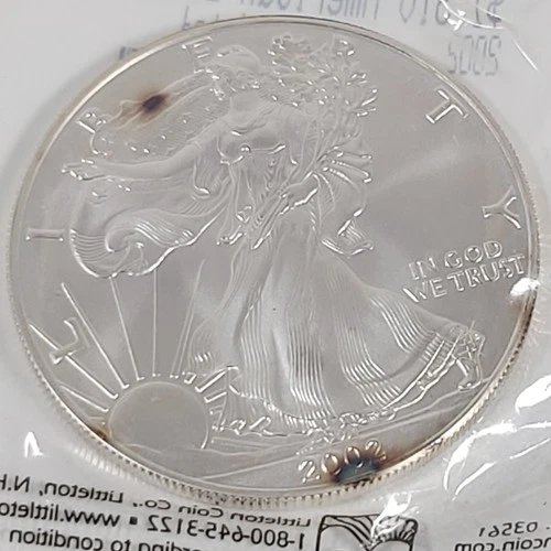 2002 Silver Walking Liberty (Uncirculated) In Sealed Wrapper. Toning.  4794.81