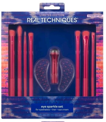 Neu Real Techniques Eye Sparkle Geschenkset - Pinsel + Roller + Unteraugenschilde