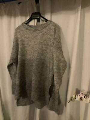 hm Damen grauer Alpaka Mix Oversize Pullover in Gr. L