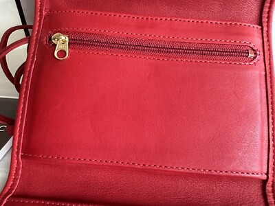 小物 OLD COACH Folding wallet leather red Coach Vintage Hamptons RED Leather Bifold Zip Around Coin