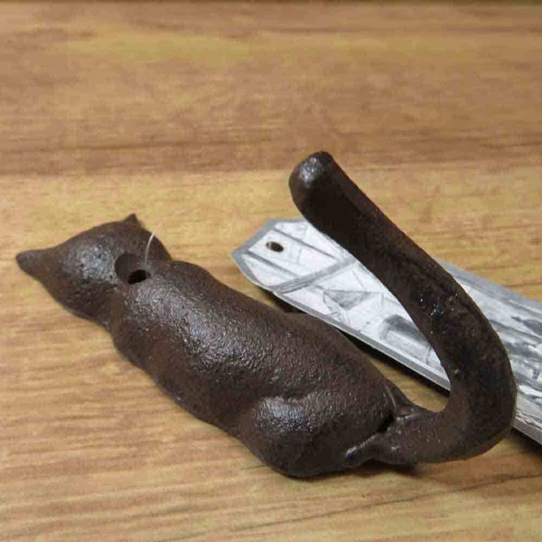 Garderobenhaken Katze Gusseisen Kleiderhaken Wandhaken Haken 2/2 LH230-image