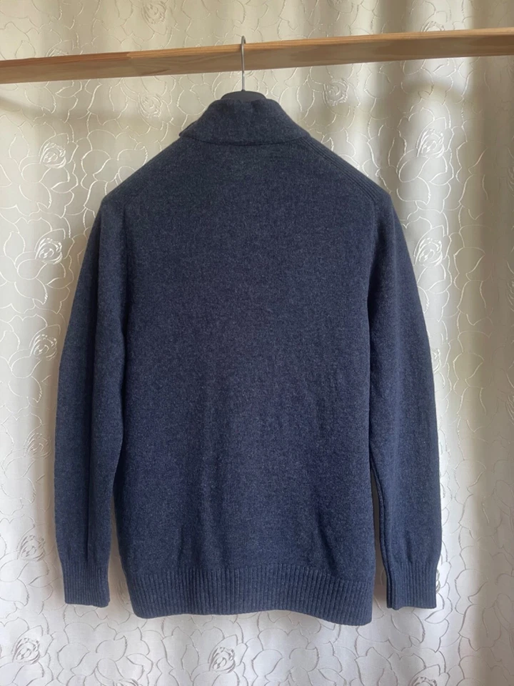 Men’s Gran Sasso Wool Navy Two-Way Full Inner Zip Button Luxury Cardigan 58 3 XL - Image 3 of 4