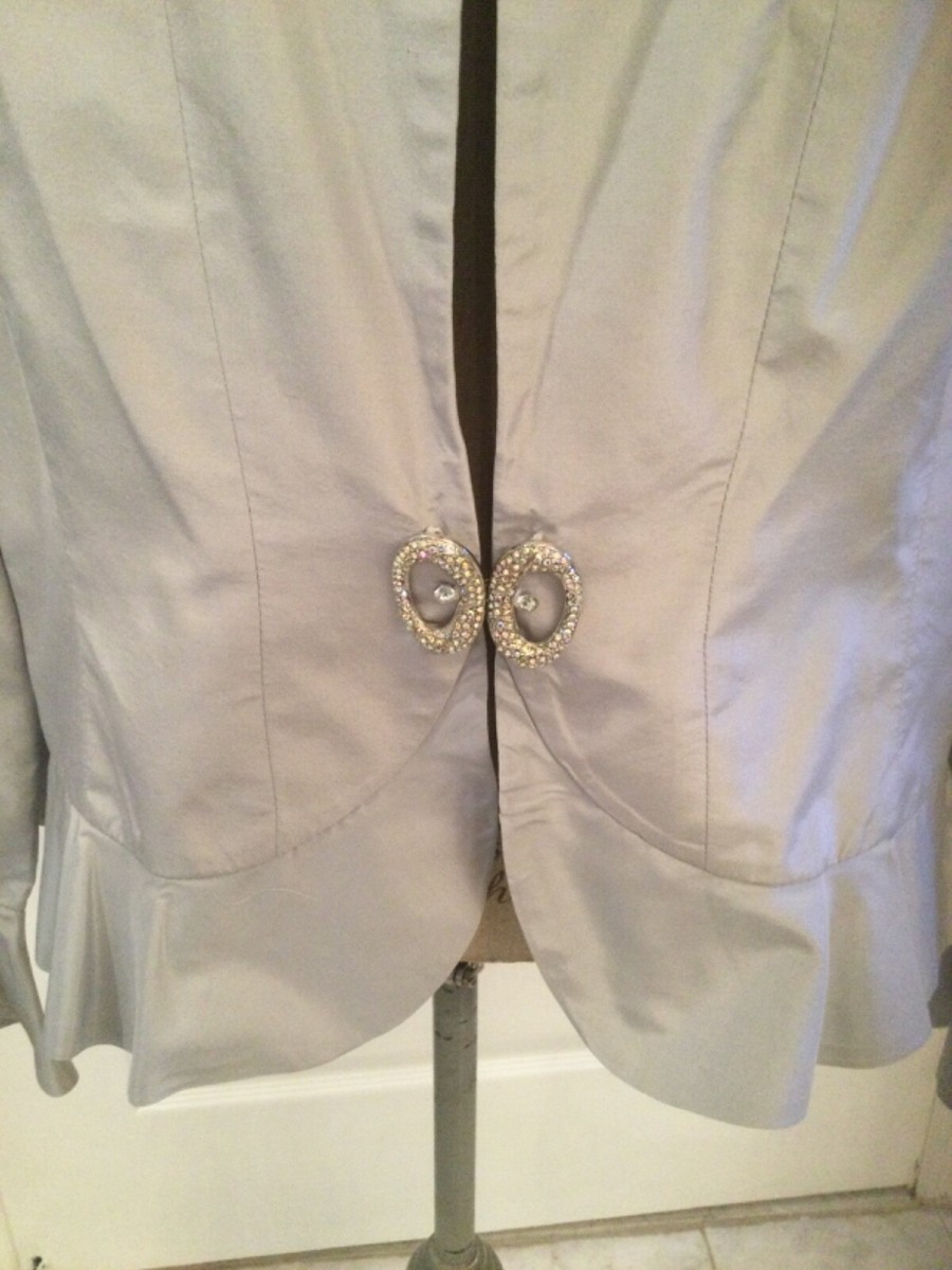 Lily and Taylor Silk Light Blue Suit Blazer Jacket Fully Lined Size 14 View 2