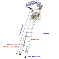 All White Attic Pull Down Ceiling Ladder Stairs Folding Loft Ladder Stairs 27.56