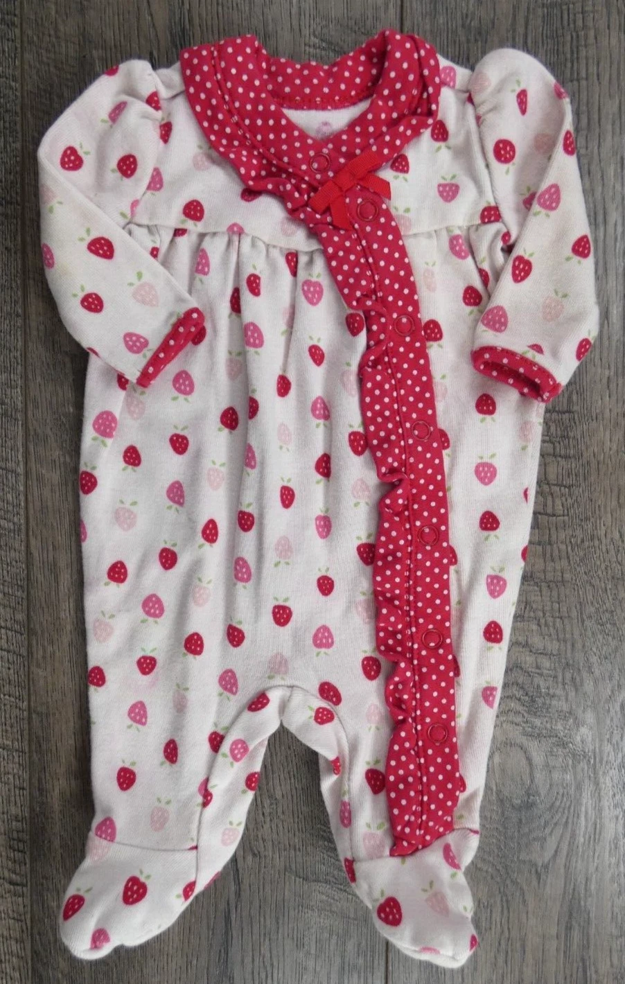Baby Girl Clothes Gymboree Preemie To 5lbs Red Strawberry Footed Sleeper Outfit