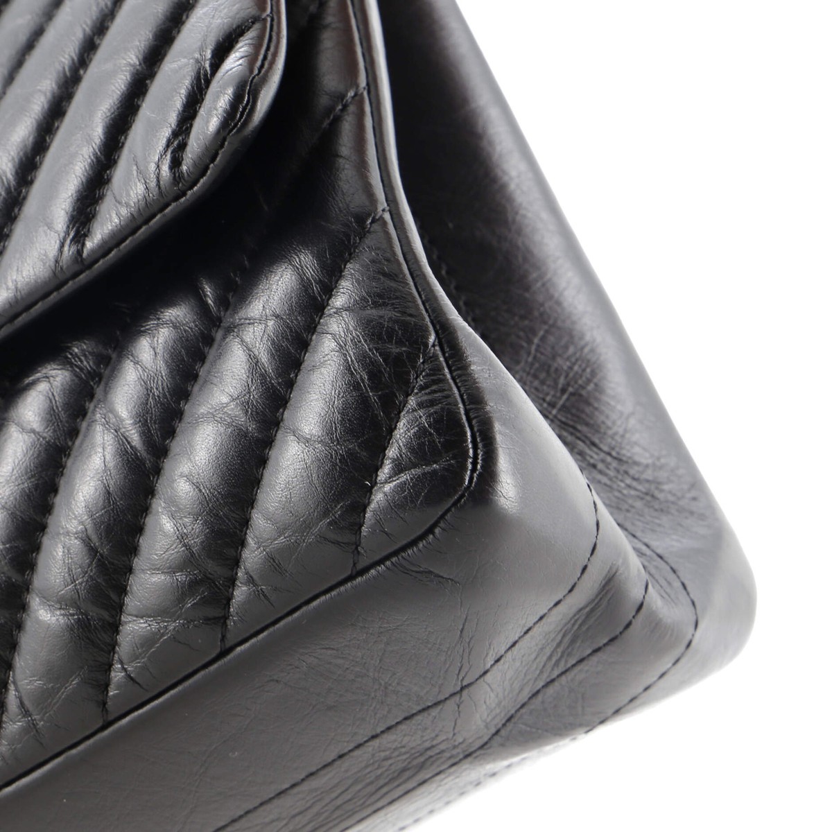 Chanel So Black Reissue 2.55 Flap Bag Chevron Aged Calfskin Chanel So Black Reissue 2.55 Flap Bag Chevron Aged Calfskin
