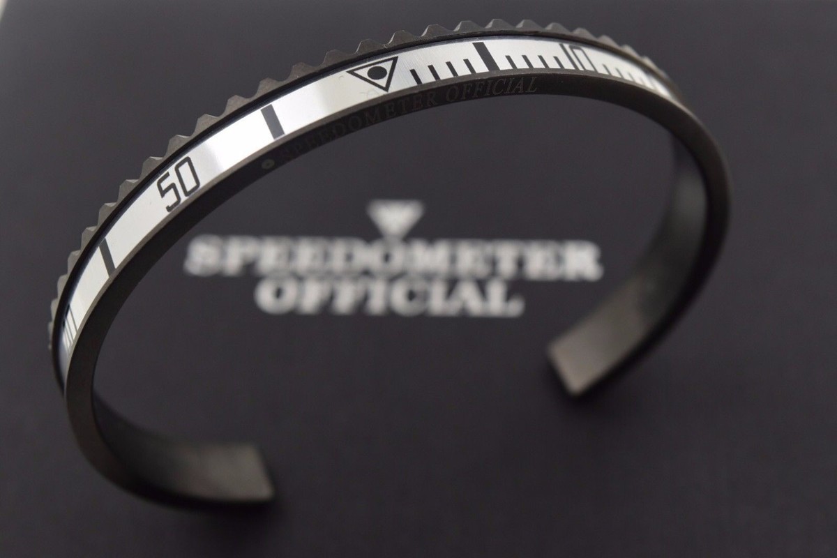 Speedometer Official Black Steel with Grey Insert Bangle Bracelet