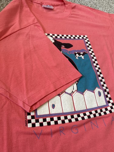 Camiseta Vintage Virginia XL Vacas Agricultura 1991 Piernas de Pájaro Arte Turismo EE. UU. América - Imagen 5 de 5