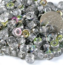 Pony, Beads, 6mm, 2mm Hole, Transparent Crystal w/AB Gloss Finish, 50 Pcs, 220