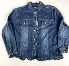 CJ Banks Womens Plus Size 2X Denim Jean Jacket Ruffle Edge Y2K