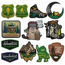12Pcs NATIONAL PARK SERVICE Moon Mountain Travel Camping Shoes Hook Loop Patch