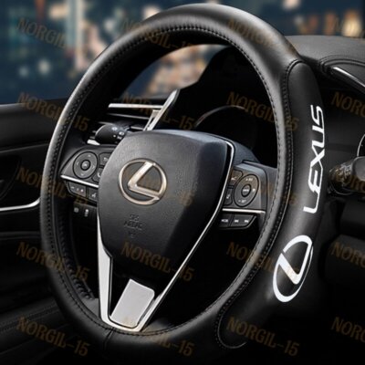 Black 15" Car Steering Wheel Cover Genuine Leather For LEXUS IS300