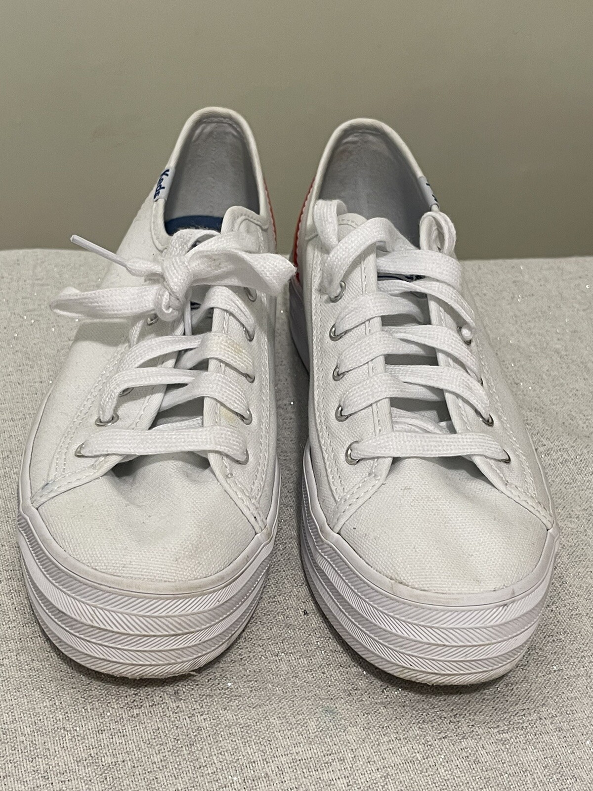 Keds triple up? canvas womens sneaker 7.5 Platform rainbow pride EUC image 3
