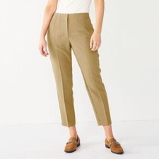 Nine West High Rise Tapered Dress Pants Womens 16 Beige Stretch Office NEW