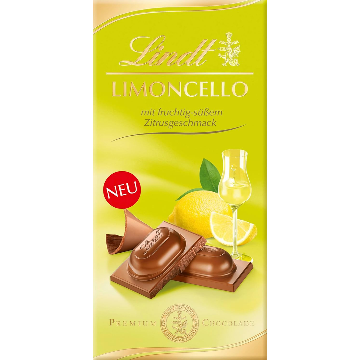 LINDT | LIMONCELLO LIQUEUR MILK CHOCOLATE BAR | 100g | IMPORTED