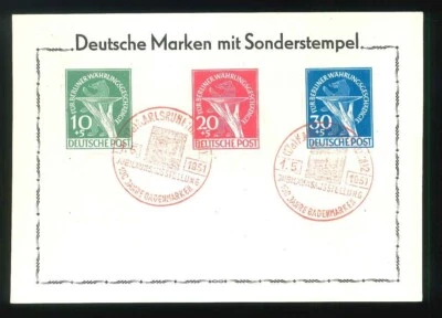 Berlin Mi-Nr. 68-70 mit 69I auf Karte mit rotem Sonderstempel - geprüft Schlegel - Bild 1 von 2