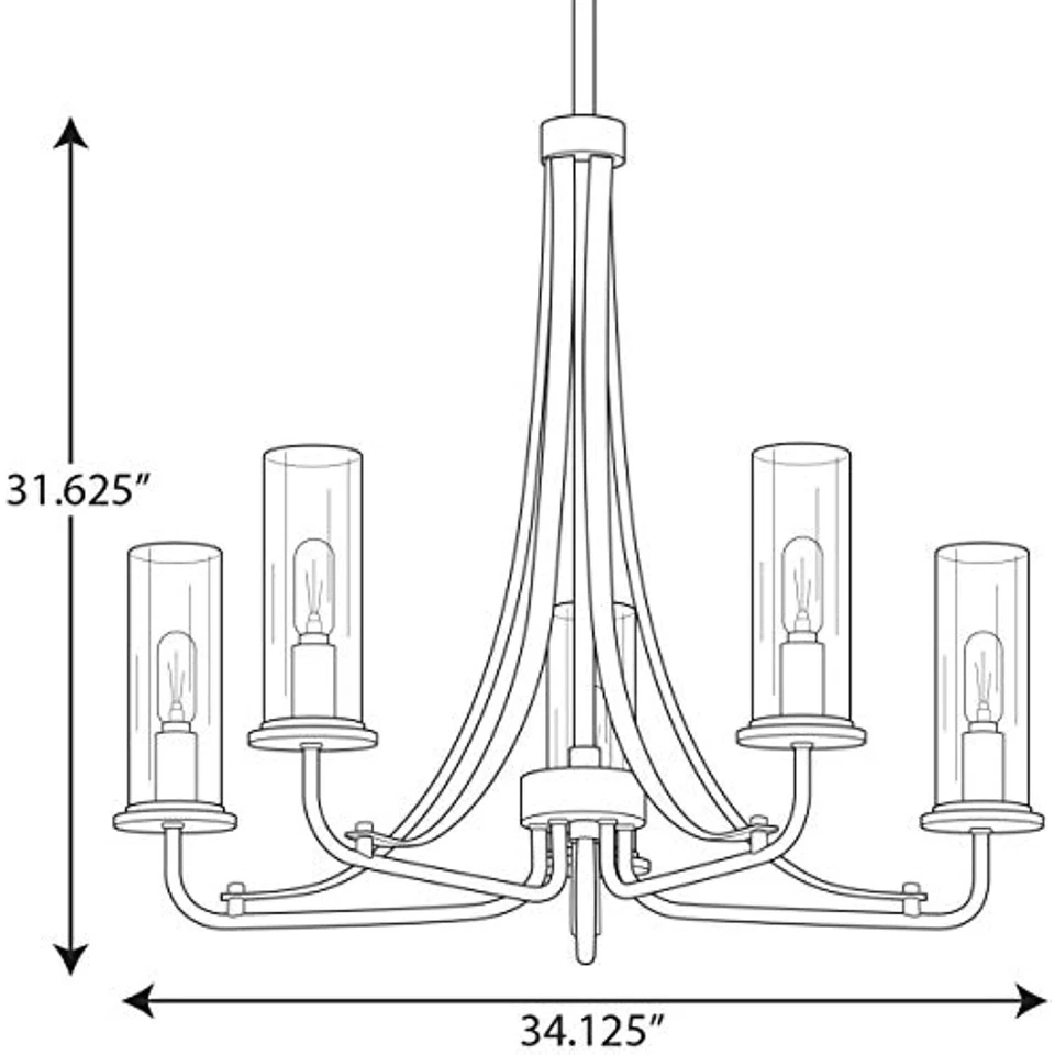 Riley Collection 5-Light Clear Glass New Traditional Chandelier Light Brushed - Image 4 of 4
