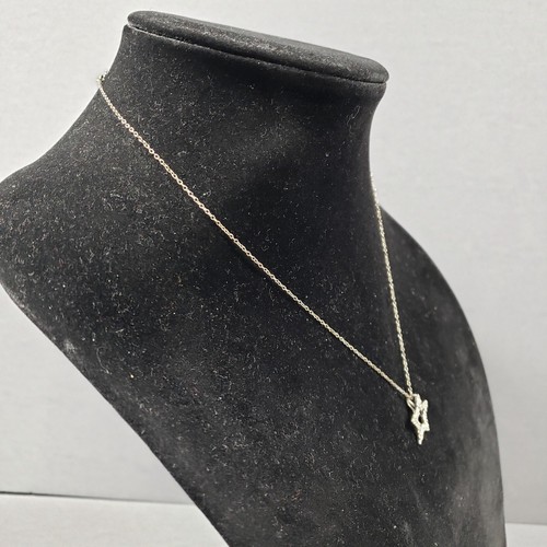 Star Pendent Chain Necklace 925 Silver Cubic Zirconia Modernist Bohemian 18" - Picture 3 of 12