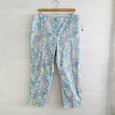 NWT Talbots - Blue pastel paisley The Perfect Crop pants, sz 14