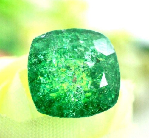 6.80Ct Certified Natural Colombian Green Emerald Cushion Cut Loose Gemstone - Picture 4 of 5