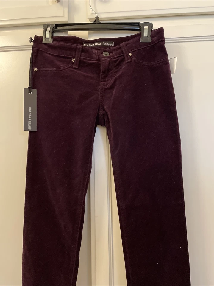 NUEVO CON ETIQUETAS Big Star Emma Leggings de tiro bajo Talla 25 Ciruela Ajustado Terciopelo Pantalón  Foto 2 de 4