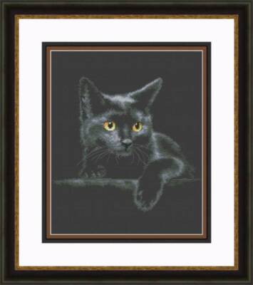 Cross stitch kit Black cat 23x29cm Aida 18ct embroidery needlepoint kit