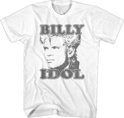 Billy Idol Mens New T-Shirt in Sizes SM - 5XL Face Photo 100% White Cotton Tee 