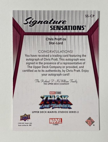 2024 UD Marvel Studios Series 2 AUTOGRAPH CHRIS PRATT STAR-LORD AUTO - Picture 2 of 2