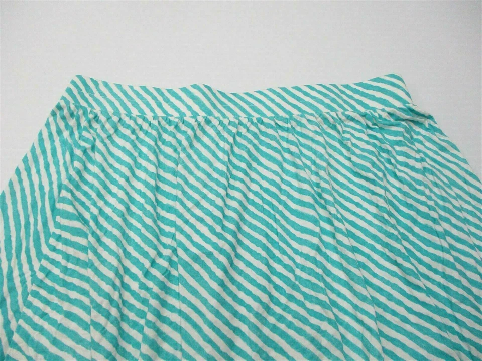 Nueva Falda ANN TAYLOR LOFT Para Mujer Talla L Rayón Suave Turquesa/Blanco Rayas Foto 2 de 4