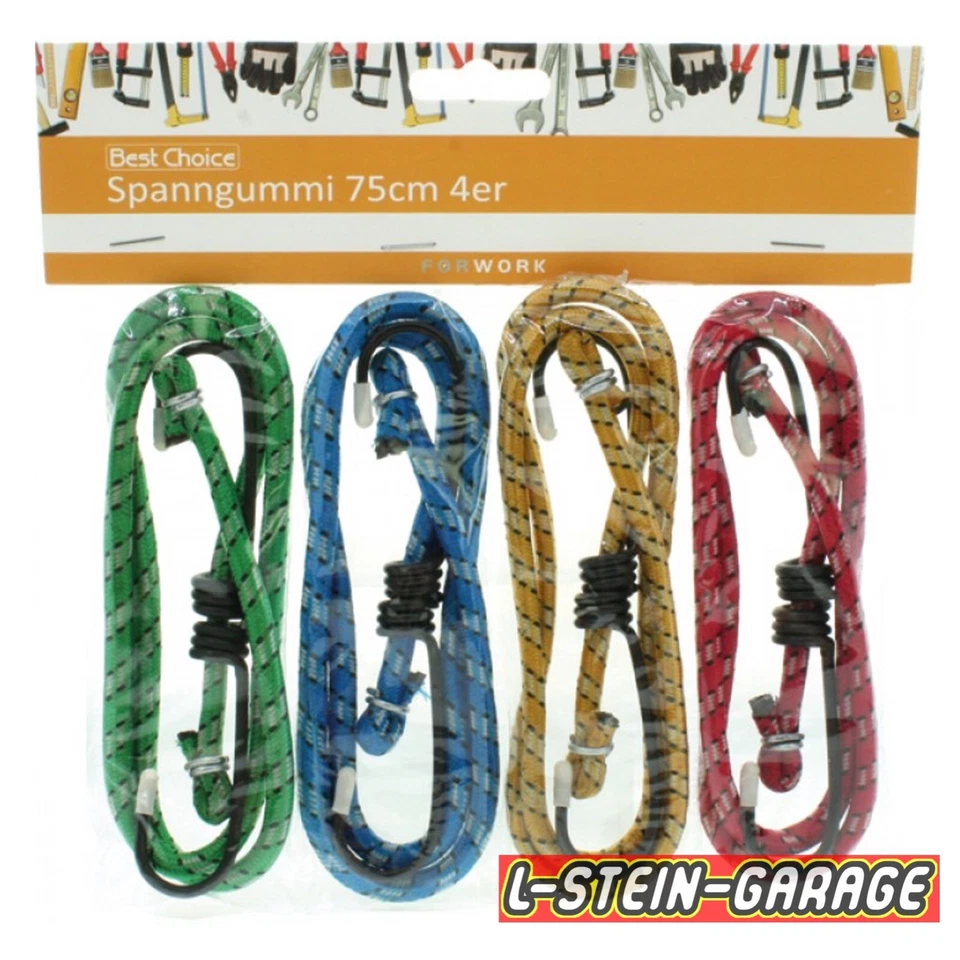 BEST CHOICE Gepäckspanner mit Haken 4 er 75cm Spanngurte Gepäckgurt Gepäckgummi Spanngummi