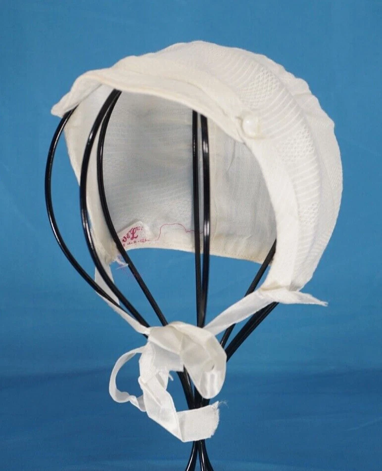 De colección S&L BLANCO PIQUÉ TEXTURA Bebé Infante Unisex Niño Niña GORRA SOMBRERO Foto 4 de 4